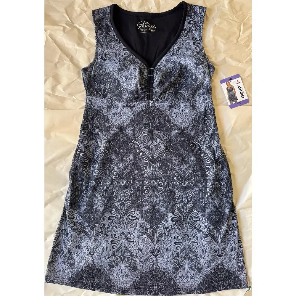 Gerry Black Floral Sleeveless Dress XS NWT